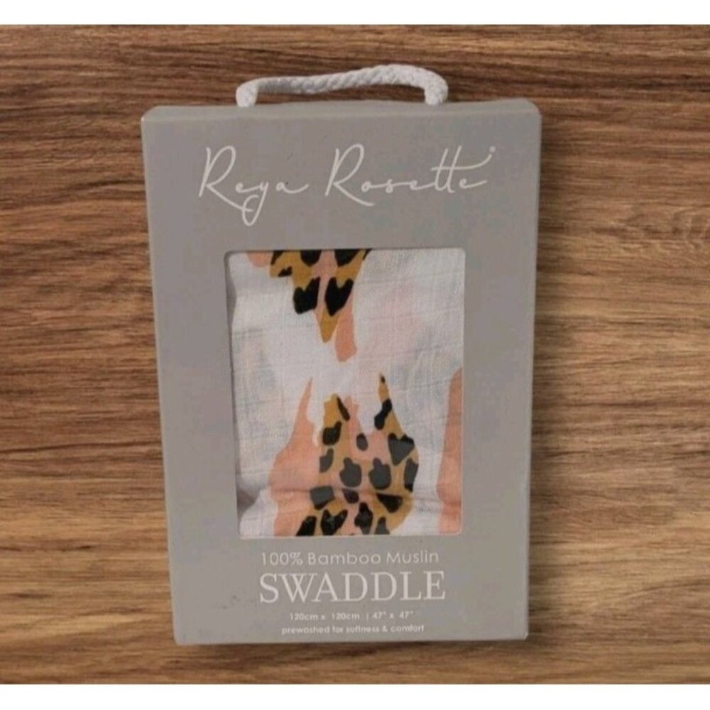 New Reya Rosette Baby Swaddle Bamboo Muslin Blanket Cotton Soft Wrap 47” X 47”